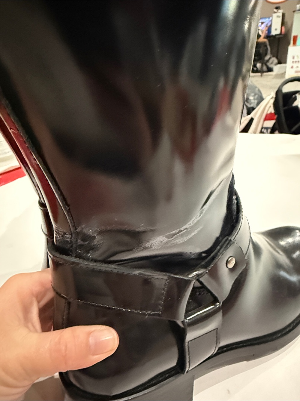 Steve Madden Two-Tone Riding Boots in Black and Brown - Picture 4 of 6